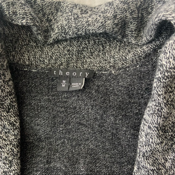 Theory Gray Colorblock Cashmere Open Front Cardigan Sz M - Picture 4 of 5